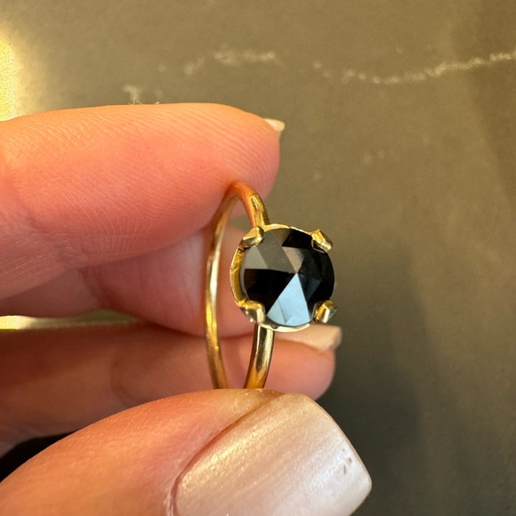100% 1 Carat Natural Black Diamond 14K Solid Gold Ring - Picture 4 of 6